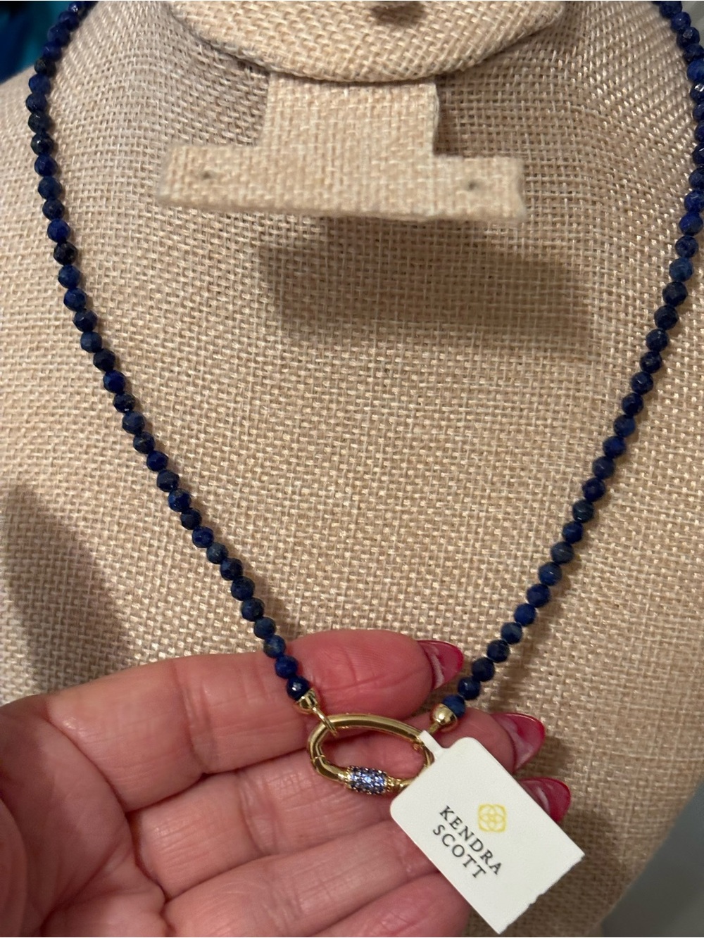 Kendra Scott Navy Faceted Bead Necklace with Gold Toggle